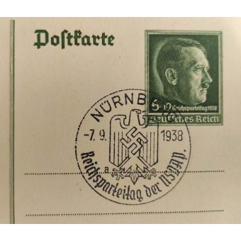 Postcard with the stamp for reich party day of NSDAP in Nürnberg in 1938. Espenlaub militaria