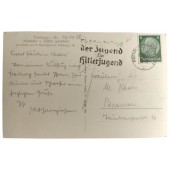 Postikortti, jossa on Hitlerjugend-leima, päivätty 16.10.1935.