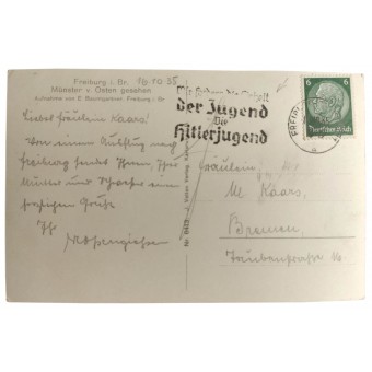 Cartolina con Timbro di Hitlerjugend datato 16.10.1935. Espenlaub militaria