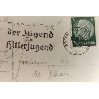 Carte postale avec timbre HitlerJugend datée du 16.10.1935. Espenlaub militaria