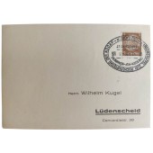 Cartolina postale con interessante francobollo per Marschstaffel zum Reichsparteitag der NSDAP dal Gau Sachsen