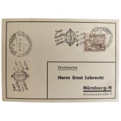 Postkarte mit SA-Briefmarken mit Nazimotto und Stuttgarter Briefmarke vom 28.3.38