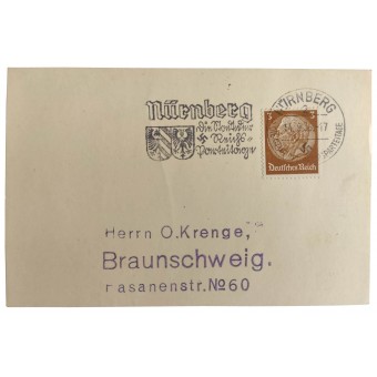 Postkarte mit der Sondermarke des Nürnberger Parteitages von 1936. Espenlaub militaria