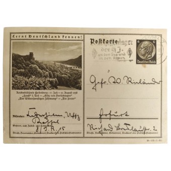 Tarjeta postal con sello especial del campo HJ Kurhessenlager fechada en 1938. Espenlaub militaria