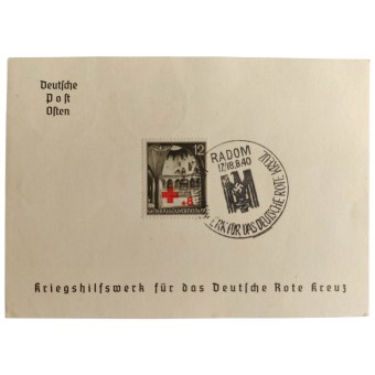 Ensimmäinen päiväkortti Postmark DRK Generalgouvernement 17-18.8.40. Espenlaub militaria