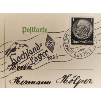 Det första dagspostkortet till minne av HJ-mötet 1936. Espenlaub militaria