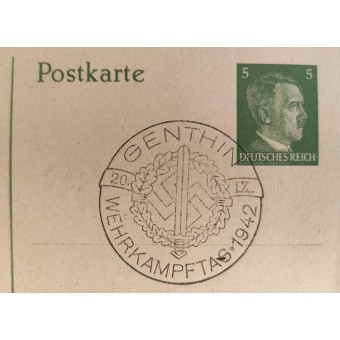 Die Ersttagspostkarte mit einer schönen Briefmarke mit SA-Sportabzeichen darauf. Espenlaub militaria