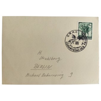 La postal del primer día con Graz Stamp, de fecha 20 de abril.. Espenlaub militaria
