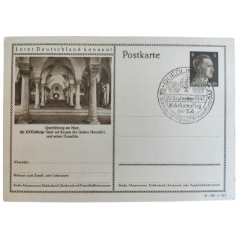 La postal del primer día con sello interesante de SA para competiciones en Quedlinburg en 1942. Espenlaub militaria