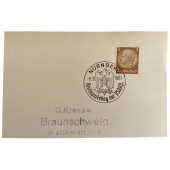 Ensimmäisen päivän postikortti, jossa on Reichsparteitag-leima vuodelta 1937.