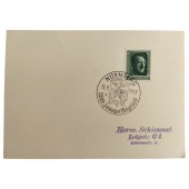 De eerste dagbriefkaart met postzegel van het NSKK-kamp in Mögeldorf