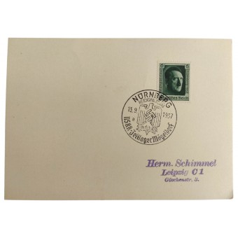 La carte postale de premier jour avec timbre de Nskk Camp à Mögeldorf. Espenlaub militaria