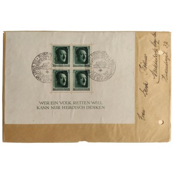 Tercera carta de propaganda de Reich con matasellos de Hitler y el sello del 20 de abril. Espenlaub militaria