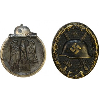 Lotto di 2 premi: distintivo ferita in bianco e Ostfront 1941-1942 medaglia. Espenlaub militaria