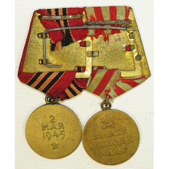 WW2 Medaillen Bar: Medaille für die Verteidigung von Moskau und für die Einnahme von Berlin.. Espenlaub militaria