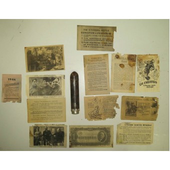 Grenade dorigine allemande WW2 propagande avec 13 tracts rares. Espenlaub militaria