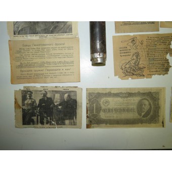 Лот из 13 листовок и редкой гранаты-капсулы, немецкая пропаганда. Espenlaub militaria