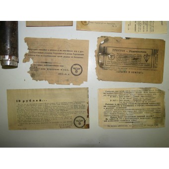 Original deutsche WW2 Propagandagranate mit 13 seltenen Flugblättern. Espenlaub militaria