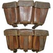 Par K 98 Luftwaffe eller DAK bruna lädermunitionsväskor i brunt läder 1942 daterade.