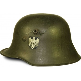 Wehrmacht Heer yhden tarran pocher -tyyppinen tarra M 18 teräskypärä Si 62. Espenlaub militaria