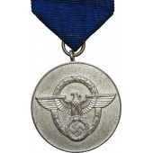 Police Long Service Award, 8 jaar dienst, medaille, zilverkleurig.