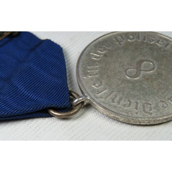 Police Long Service Award, 8 års tjänstgöring, medalj, silverfärgad.. Espenlaub militaria
