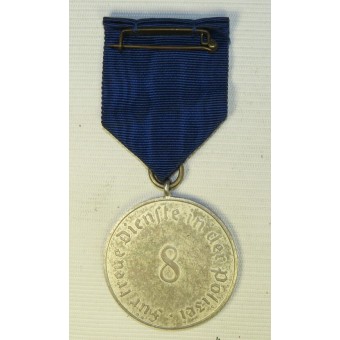 Police Long Service Award, 8 års tjänstgöring, medalj, silverfärgad.. Espenlaub militaria