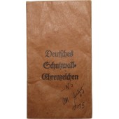 Deutsches Schutzwall-Ehrenzeichen bolsa de emisión de Friedrich Orth