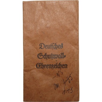 Deutsches Schutzwall-Ehrenzeichen bag of issue by Friedrich Orth. Espenlaub militaria