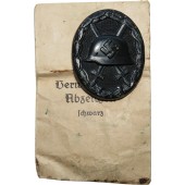 Emil Peukert early Wound badge 1939 in black with paper bag