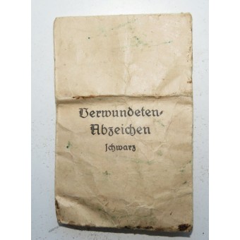 Emil Peukert early Wound badge 1939 in black with paper bag. Espenlaub militaria
