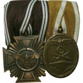 Medaljstång NSDAP-Dienstauszeichnung i brons och Westwall-medalj