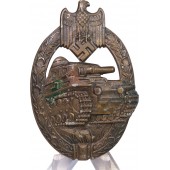 Panzer Assault-emblem i brons tillverkat av AS - Adolf Schwerdt