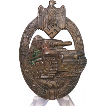 Badge Assault Panzer en bronze réalisé par AS - Adolf Schwerdt. Espenlaub militaria