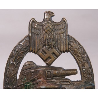 Panzer Assault-emblem i brons tillverkat av AS - Adolf Schwerdt. Espenlaub militaria