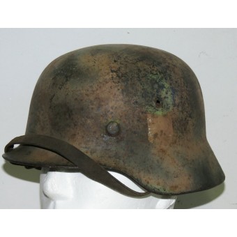 M35 NS 64 Normandië Camo-helm. Zolder gevonden in Frankrijk helm. Espenlaub militaria