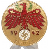 1942 Pistole Shooting Tirol insignia en bronce dorado