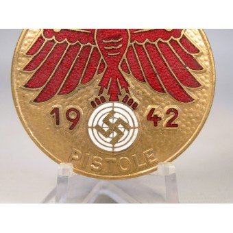 1942 Pistole Shooting Tirol badge in gilded bronze. Espenlaub militaria