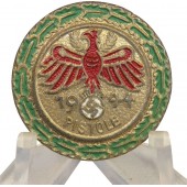 23 mm Tiroler Schießsportabzeichen aus vergoldetem Zink mit Eichenlaub
