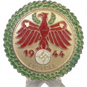 50 mm Standschützenverband Tirol-Vorarlberg - Gaumeisterabzeichen 1944 kultainen tammenlehvästön seppeleessä