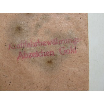 Packet for an gold class driver badge-Kraftfahrbewährungs Abzeichen. Espenlaub militaria