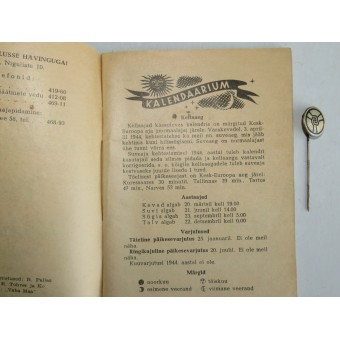 Collaboration estonienne 3ème Reich insigne et calendrier de poche, « Relief national estonien ».. Espenlaub militaria