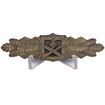 Nahkampfspange Bronze JFS Typ 2 Hybrid, 6.6 Шпанга рукопашного боя в бронзе, JFS, тип 2, гибрид, номер 6.6  Оригинальная шпанга рукопашного боя Nahkampfspange, бронзовая степень, производство фирмы Josef Feix & Söhne (JFS). Изготовлена по второму типу