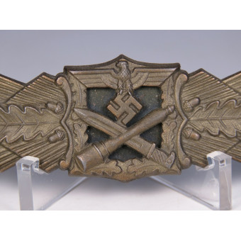 Nahkampfspange Bronze JFS Typ 2 Hybrid, 6.6 Шпанга рукопашного боя в бронзе, JFS, тип 2, гибрид, номер 6.6  Оригинальная шпанга рукопашного боя Nahkampfspange, бронзовая степень, производство фирмы Josef Feix & Söhne (JFS). Изготовлена по второму типу