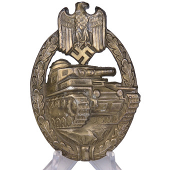 Panzer Assault Badge in Bronze, W. Deumer, Type D. Espenlaub militaria