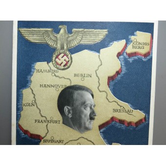 Propagandapostkarte 3. Reich: Österreichisches Plebiszit13. März 1938 Ein Volk Ein Reich Ein Führer. Espenlaub militaria