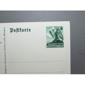 3. valtakunnan propaganda -postikortti: Wir Danken Undererm Führer 12/4/1938. Espenlaub militaria