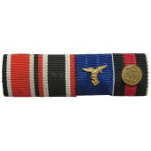 3rd Reich ribbon bar for 4 awards. Iron Cross, KVK 1939, medal for 4 years