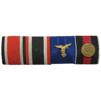 3. Reich Bandleiste für 4 Auszeichnungen. Eisernes Kreuz, KVK 1939, Medaille für 4 Jahre. Espenlaub militaria