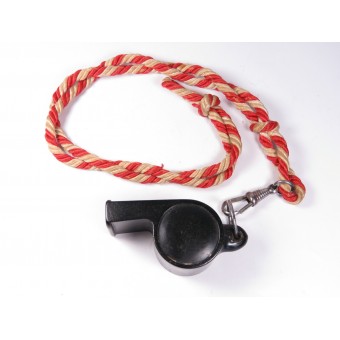 Hitler Youth whistle on a colored red-white cord. Espenlaub militaria
